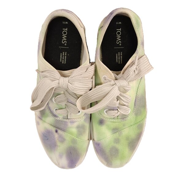 Toms Lug Shoes Women 11 Multi Color Canvas Sneakers Lace Up Platform - Picture 7 of 16